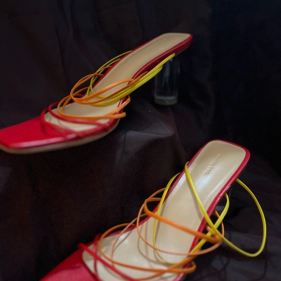 Vibrant Multicolor Strappy Heels - Picture 1 of 2